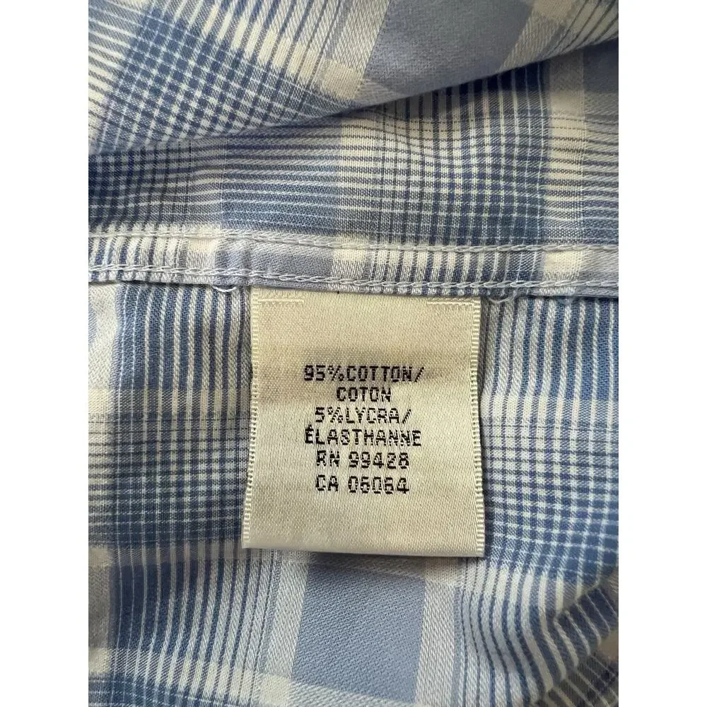 Bugatchi White & Blue Plaid Casual Button Down Shirt - Size Large - Classic Fit